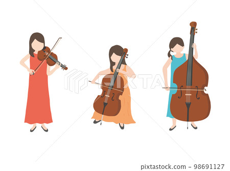彈奏弦樂器的女子手繪插畫(彩色/無輪廓) 彈奏弦樂器的女子手繪插畫(彩色/無輪廓) 98691127