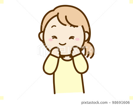 happy woman illustration material yellow clothes 98691606