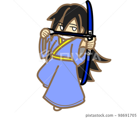 拿著藍色弓箭的女射手 98691705