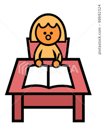 學習的女孩的插圖 學習的女孩的插圖 98692324