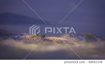Morning view of the waking landscape Morning view of the waking landscape 98692346