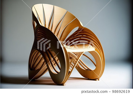 Ergonomic Bamboo chair of the future illustration generative ai Ergonomic Bamboo chair of the future illustration generative ai 98692619