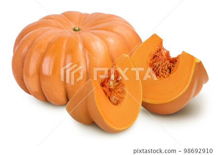 Fresh orange pumpkin isolated on white background with full depth of field Fresh orange pumpkin isolated on white background with full depth of field 98692910