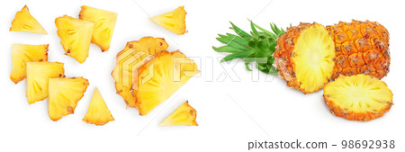 pineapple slices isolated on white background with full depth of field. Top view. Flat lay 98692938
