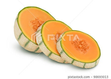 Cantaloupe melon isolated on white background with full depth of field, 98693013