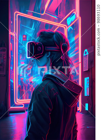 man inside virtual metaverse man inside virtual metaverse 98693110