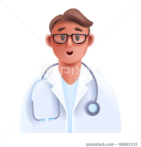3D doctor medical online consultation avatar, vector healthcare expert icon, smiling therapist.  98693332