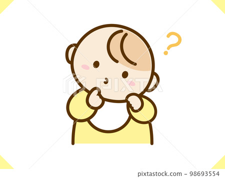 Baby with a questioning expression_Illustration material Yellow clothes Baby with a questioning expression_Illustration material Yellow clothes 98693554