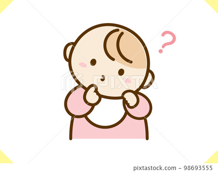 帶著疑問表情的寶寶_插圖素材粉紅色的衣服 98693555
