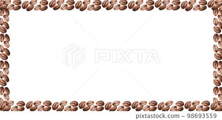 Watercolor frame with coffee beens. Hand painting on isolated background. For designers, menu, shop, bar, bistro, restaurant, for postcards, wrapping paper, covers. For posters and textile Watercolor frame with coffee beens. Hand painting on isolated background. For designers, menu, shop, bar, bistro, restaurant, for postcards, wrapping paper, covers. For posters and textile 98693559