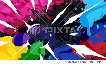 塗鴉風格_攻擊衝擊效果背景_多彩_16:9 98693958