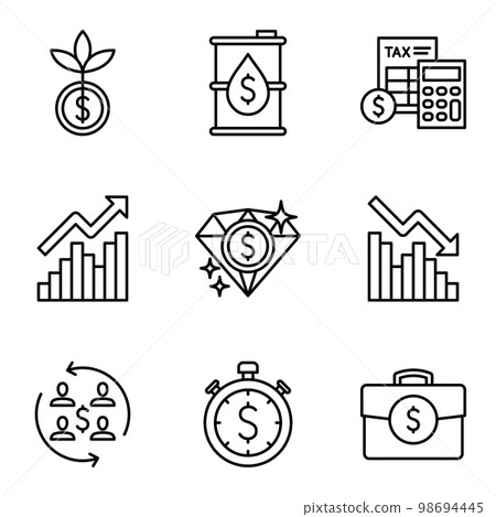Finance and Money icons set. Payments elements symbols. 98694445