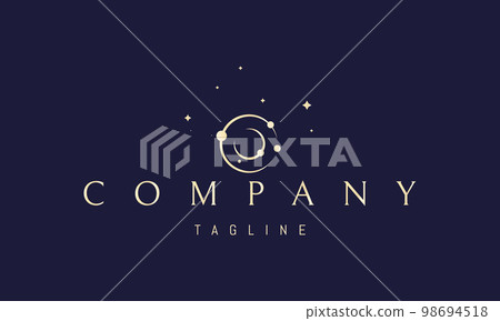 Vector golden logo on which an abstract image of a camera lens in the form of an eye. Vector golden logo on which an abstract image of a camera lens in the form of an eye. 98694518