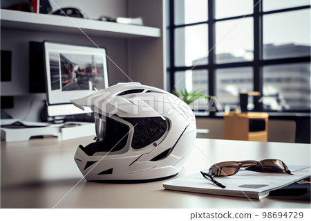 White, shiny motorcycle helmet 98694729