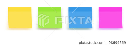 Sticky colored notes. Post note paper. Vector 98694869