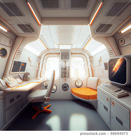 Space shuttle cartoon interior. 98694973