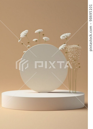 Podium for product advertisement or restaurant menus with beautiful background  98695101