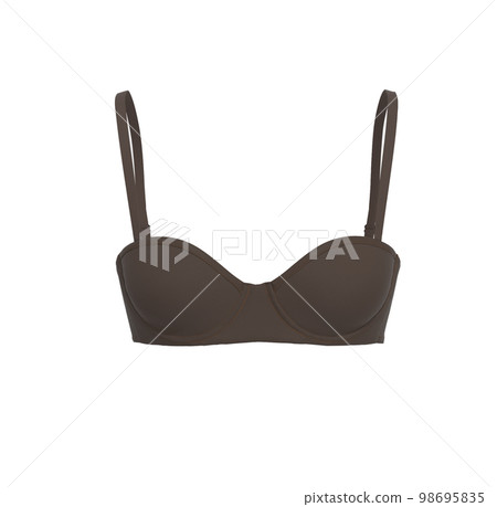 Brown female bra isolated on a white background. Compression bra for breast. Breast support band. Closeup of elegant black push up woman underwear. Basic classic cotton everyday bra Brown female bra isolated on a white background. Compression bra for breast. Breast support band. Closeup of elegant black push up woman underwear. Basic classic cotton everyday bra 98695835