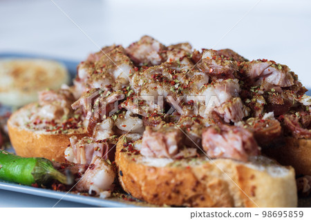 Traditional Turkish Food Kokorec. Izmir kokorec. High quality photo Traditional Turkish Food Kokorec. Izmir kokorec. High quality photo 98695859