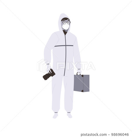 Man Police Expert in Suit Collecting Evidence at Crime Site Vector Illustration Man Police Expert in Suit Collecting Evidence at Crime Site Vector Illustration 98696046