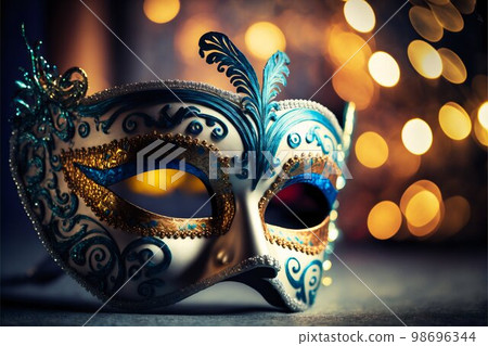 Venetian mask on dark bokeh background. Generative Ai 98696344