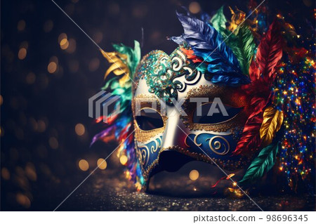 Venetian mask on dark bokeh background. Generative Ai 98696345