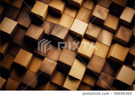 Wooden cube blocks pattern background. Generative Ai 98696360