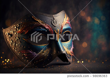 Venetian mask on dark bokeh background. Generative Ai 98696363