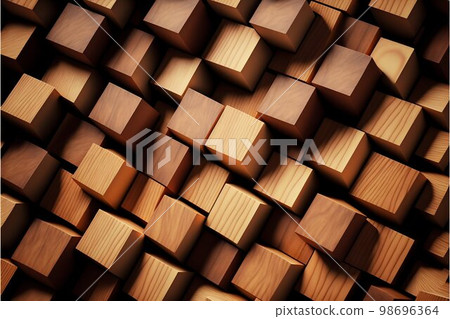 Wooden cube blocks pattern background. Generative Ai 98696364