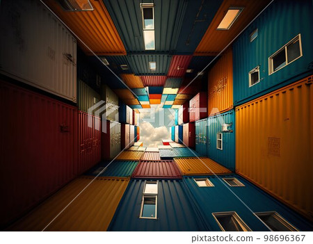 Cargo shipping containers. Generative Ai 98696367