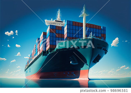 Container cargo ship in sea. Generative Ai Container cargo ship in sea. Generative Ai 98696381