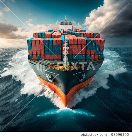 Container cargo ship in sea. Generative Ai Container cargo ship in sea. Generative Ai 98696390