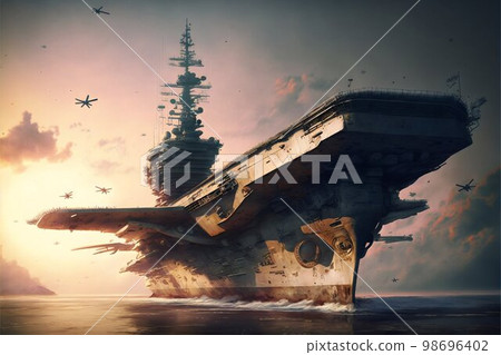 Aircraft carrier in sea. Generative Ai Aircraft carrier in sea. Generative Ai 98696402