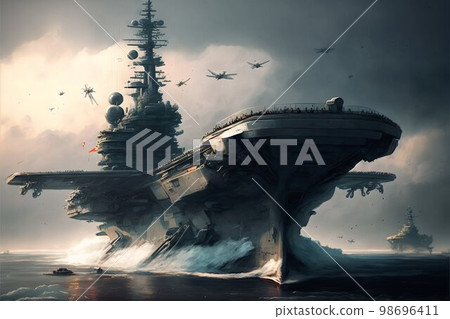 Aircraft carrier in sea. Generative Ai Aircraft carrier in sea. Generative Ai 98696411
