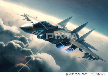 Airplane fighter in sky. Generative Ai 98696422