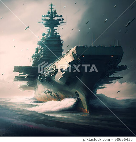 Aircraft carrier in sea. Generative Ai Aircraft carrier in sea. Generative Ai 98696433
