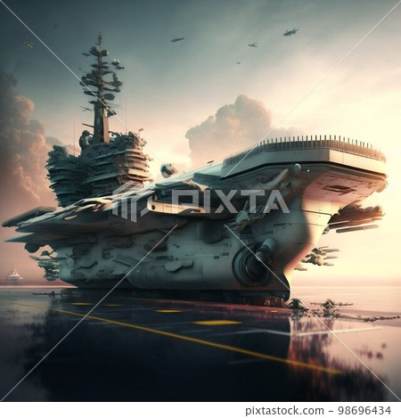 Aircraft carrier in sea. Generative Ai Aircraft carrier in sea. Generative Ai 98696434