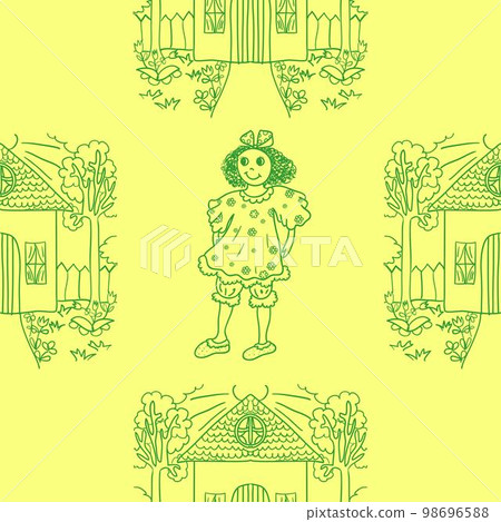 Seamless pattern with cute girls 98696588