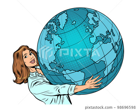 A woman businessman holds the planet earth in her hands science ecology humanity A woman businessman holds the planet earth in her hands science ecology humanity 98696598