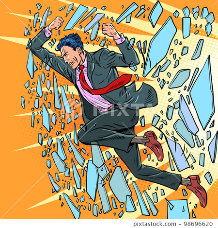 businessman punches glass 98696620