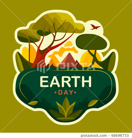 Eco Friendly Earth Day Illustrated Label. Vector Illustration 98696733