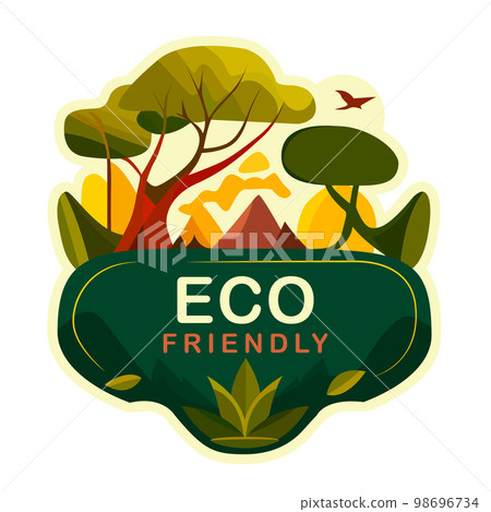 Eco Friendly Earth Day Illustrated Label. Vector Illustration 98696734