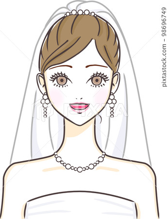 穿著婚紗微笑的年輕漂亮女人 98696749