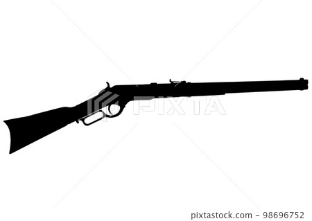 Old west period .44-40 Winchester lever-action repeating rifle M1866 black silhouette Old west period .44-40 Winchester lever-action repeating rifle M1866 black silhouette 98696752