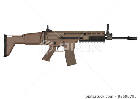 US ARMY SCAR carbine isolated on a white background 98696793