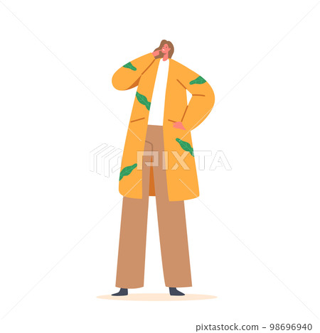 Worried Young Woman Character Thinking about Financial Troubles. Managing Money. Cartoon People Vector Illustration 98696940