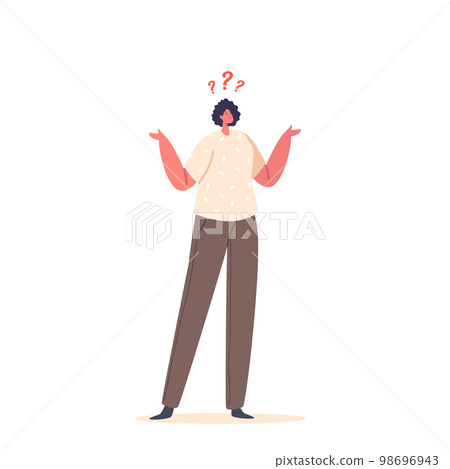 Confused Young Woman Character Thinking about Using and Replenishing Budget. Cartoon People Vector Illustration Confused Young Woman Character Thinking about Using and Replenishing Budget. Cartoon People Vector Illustration 98696943
