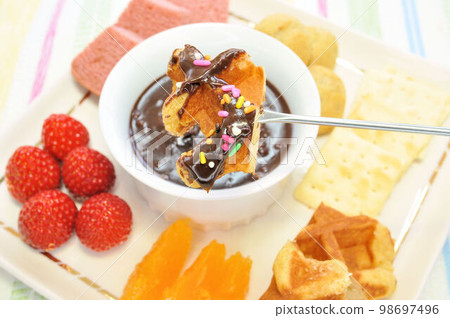 Chocolate Fondue Belgian Waffle 98697496