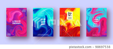 Colorful abstract geometric background. Liquid dynamic gradient waves. Fluid marble texture. Modern covers set. Vector illustration 98697538