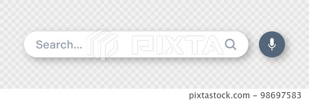 Search bar with round corners. Internet browser engine with search box, address bar and text field. UI design, website interface element with web icons and push button. Vector illustration Search bar with round corners. Internet browser engine with search box, address bar and text field. UI design, website interface element with web icons and push button. Vector illustration 98697583